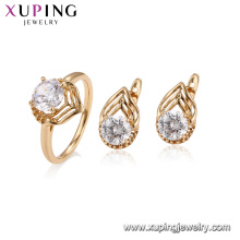 64635 xuping 18 k banhado a ouro clássico Royal design anel de noivado conjunto de jóias para as mulheres